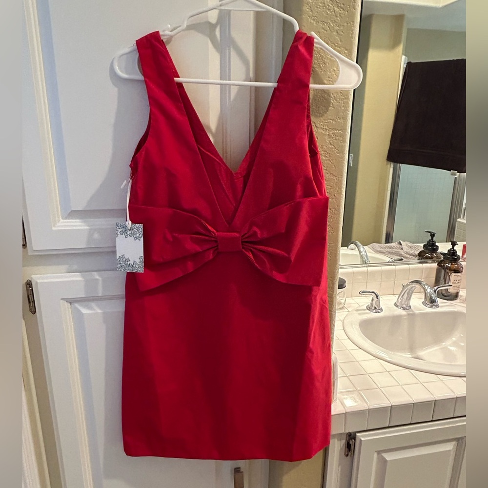 Elegant Red Bow Dress